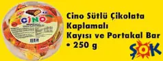 CİNO SÜTLÜ ÇİKOLATA KAPLAMALI KAYISI VE PORTAKAL BAR 250 G